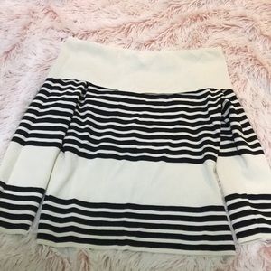 striped off the shoulder sweater